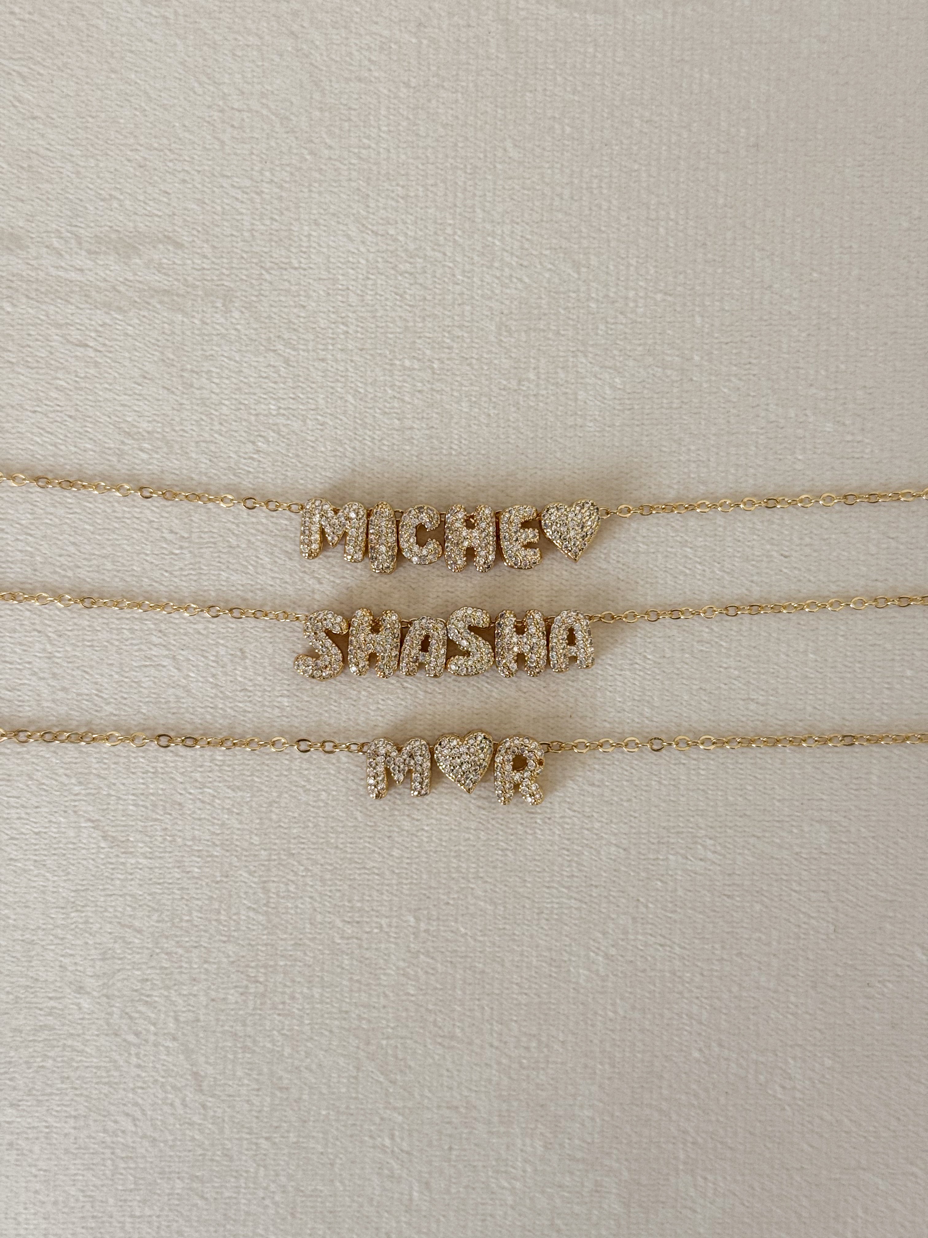 Bubble Name/ initial Necklace