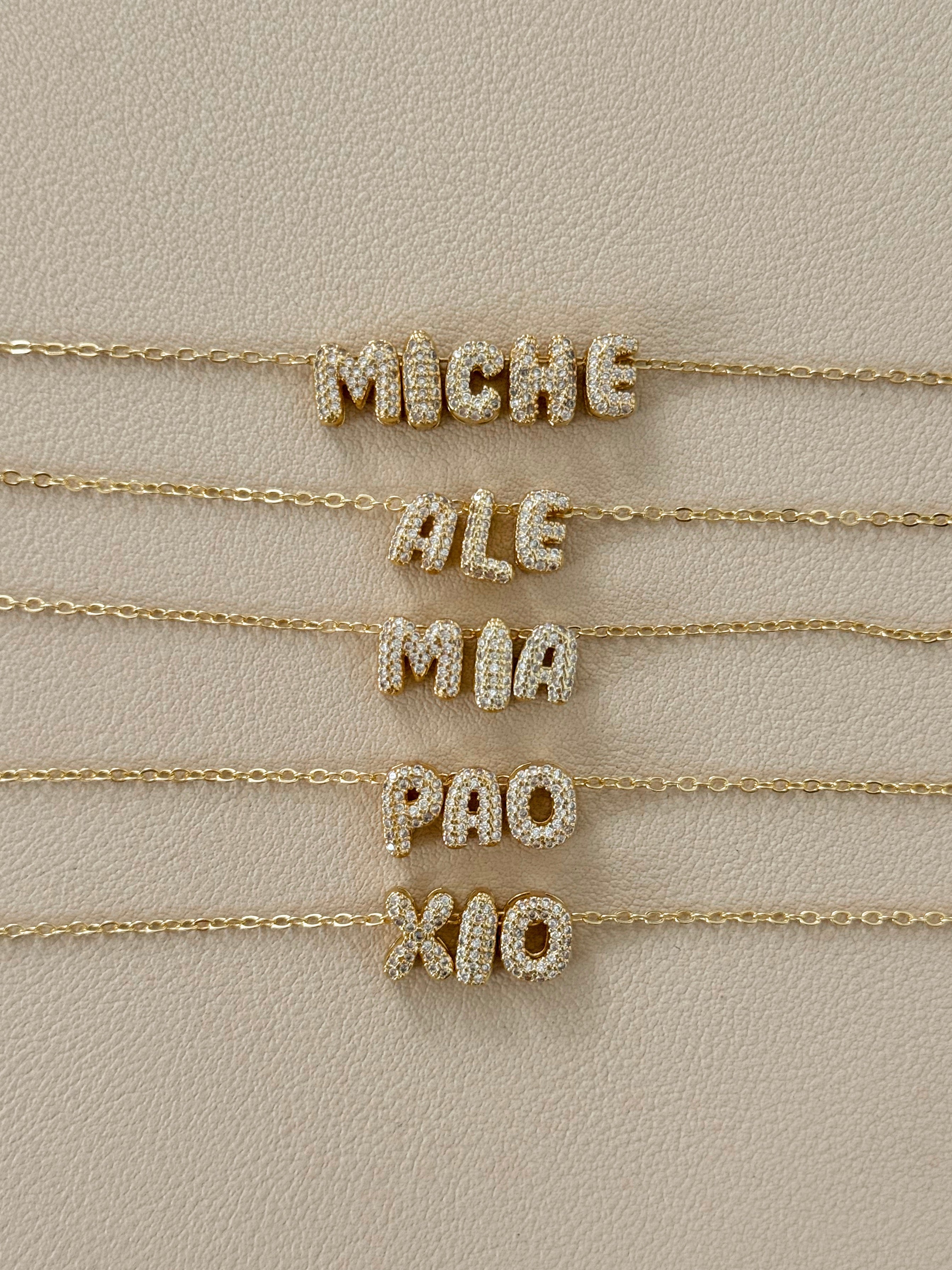 Bubble Name/ initial Necklace