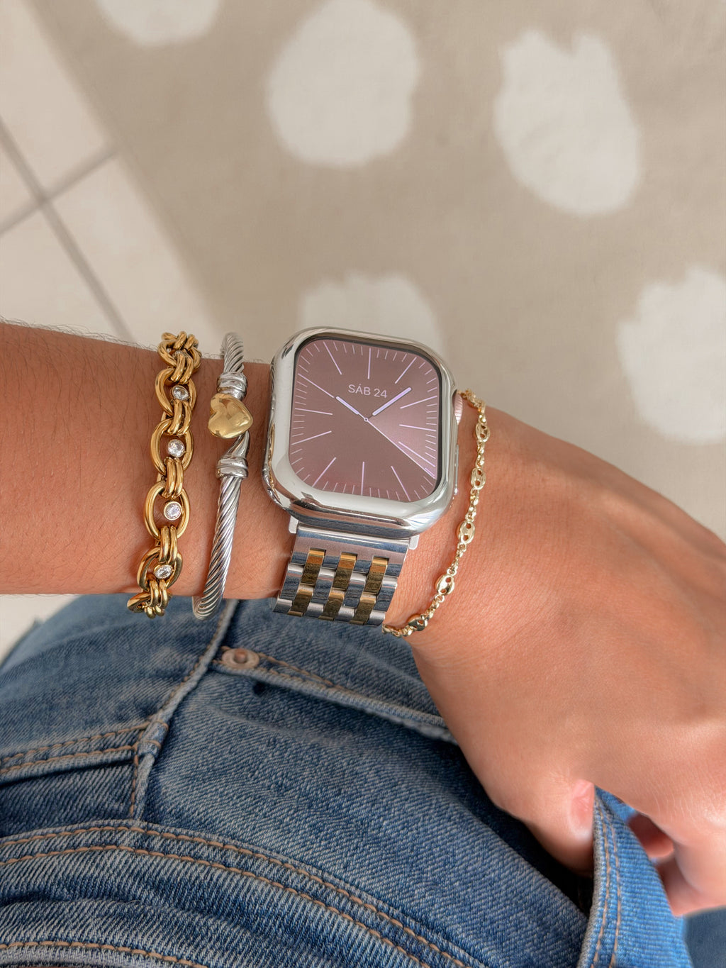 luxe link two tone Band
