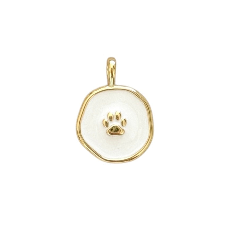 White dog footprint charm