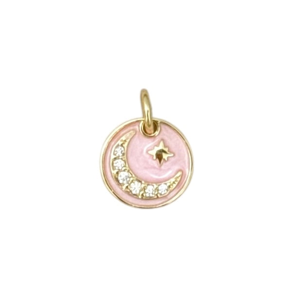 Pink crescent moon charm