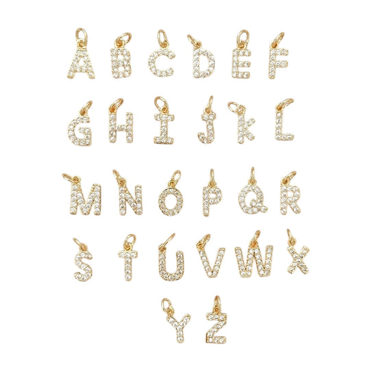 Small glitter letter charm